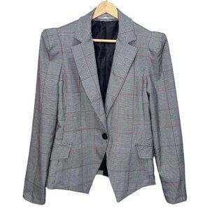 𝅺Rinascimento Plaid Black  White Blazer Size Medium Academia Preppy Classic